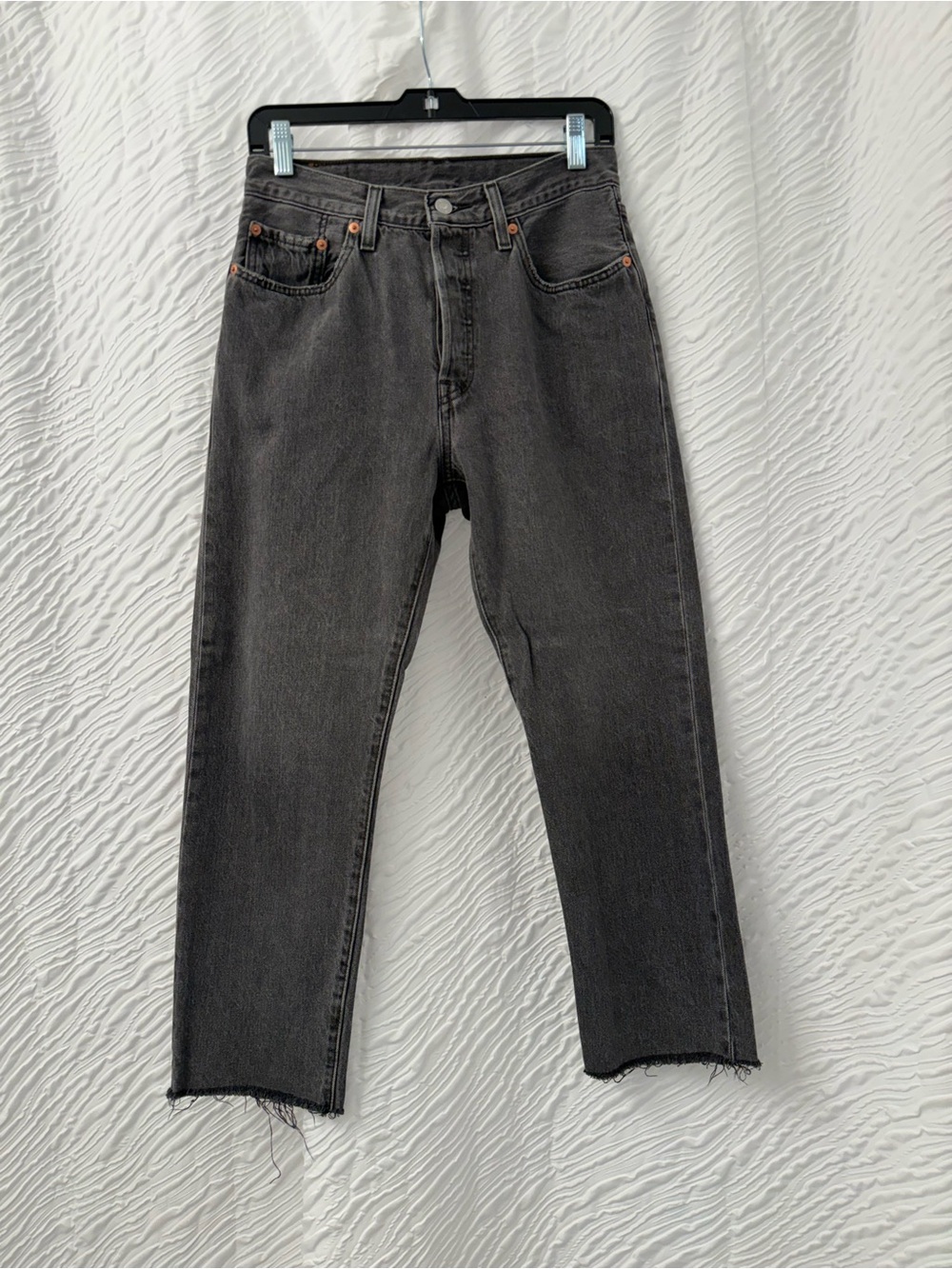 Levi’s 501 Black Washed Straight-Leg Ankle Jeans